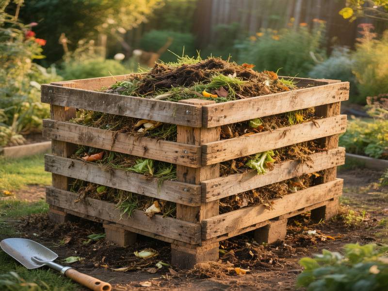 Un composteur en palettes de bois fait maison