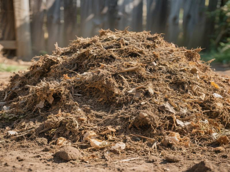 Tas de compost sec et poussiéreux
